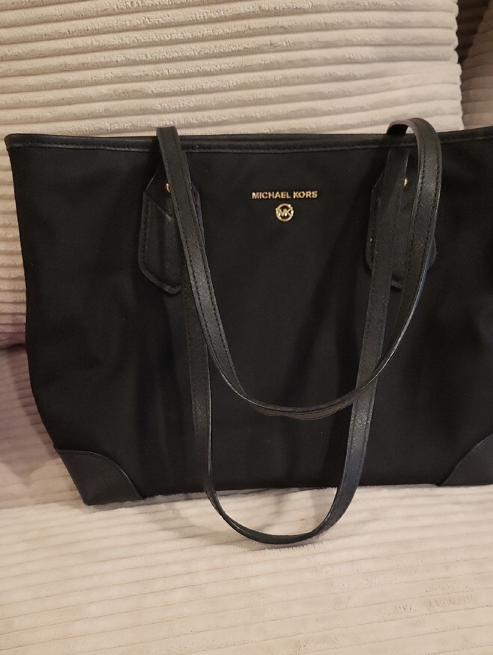 Very Preloved Michael Kors Black Tote with Gold Logo Accent